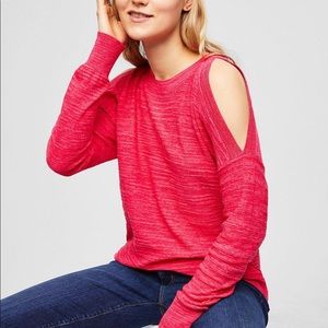 LOFT Pink Cold Shoulder Sweater